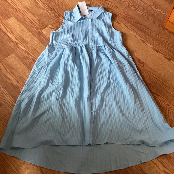 BloomChic Dresses & Skirts - BloomChic Blue Sleeveless Collared Button Up Hi~Lo  Dress  SZ 1X (14~16)